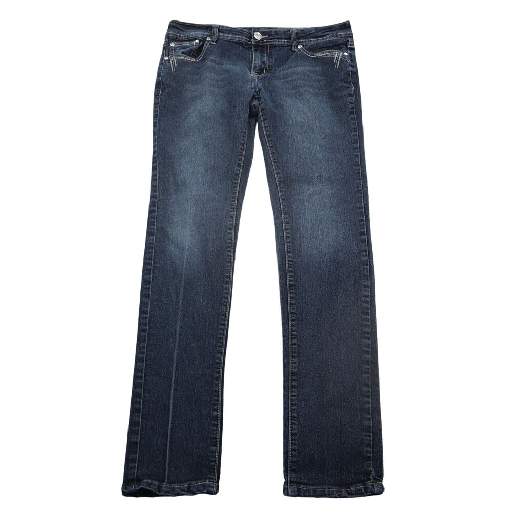 Sofias Jeans Womens 15 Blue Skinny Mid Rise Zip Rhinestone Dark Wash Denim Pants